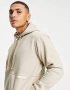 Pull & Bear Hoodie With Label Detail In Beige-neutral