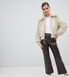 Monki Flared Patent Pants In Brown