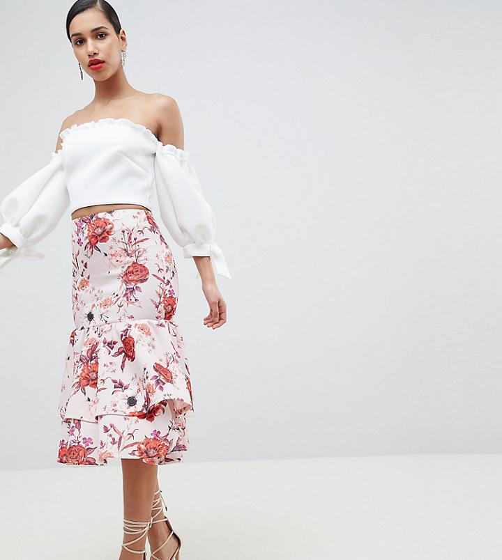 True Violet Layered Frill Midi Skirt - Multi