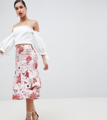 True Violet Layered Frill Midi Skirt - Multi