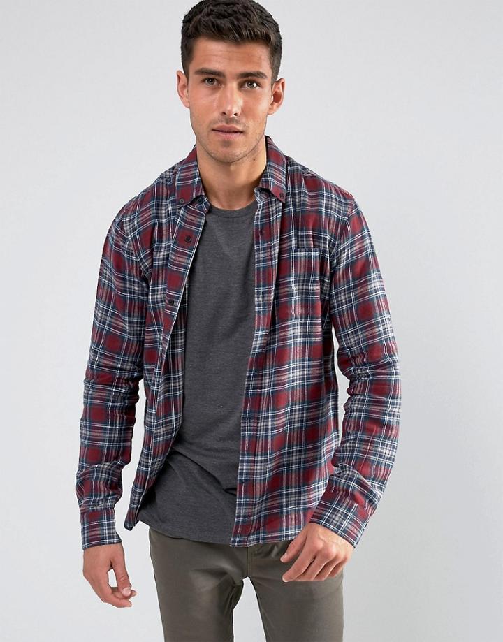 D-struct Flannel Check Shirt - Red