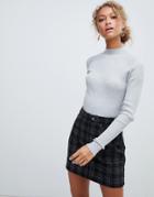 New Look Stand Neck Sweater In Gray - Gray