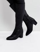 Asos Caught Up Leather Knee High Boots - Black