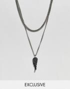 Reclaimed Vintage Inspired Necklace With Stainless Steel Wing Pendant In Silver Exclusive At Asos - Silver