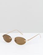 Reclaimed Vintage Inspired Round Rimless Sunglasses In Brown - Gold