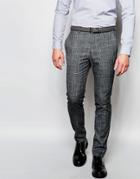 New Look Skinny Fit Suit Pants In Gray - Black