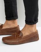 Asos Loafers In Tan Leather With Perforated Detail - Tan