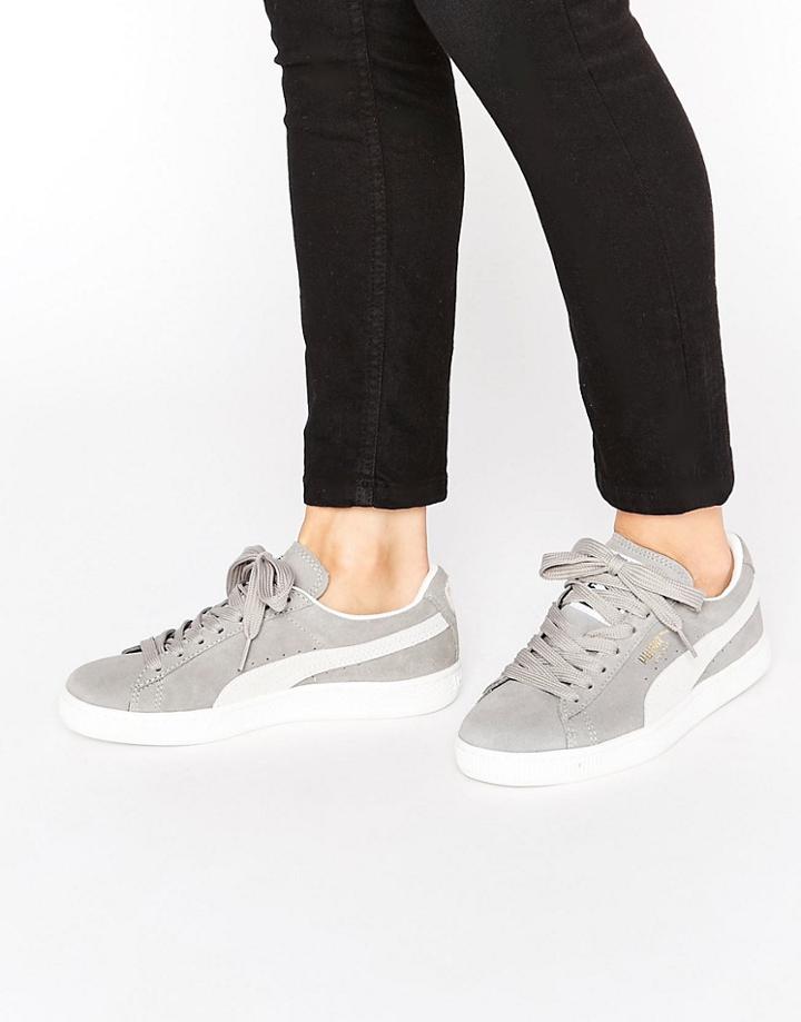 Puma Classic Suede Basket Sneakers In Gray - Gray