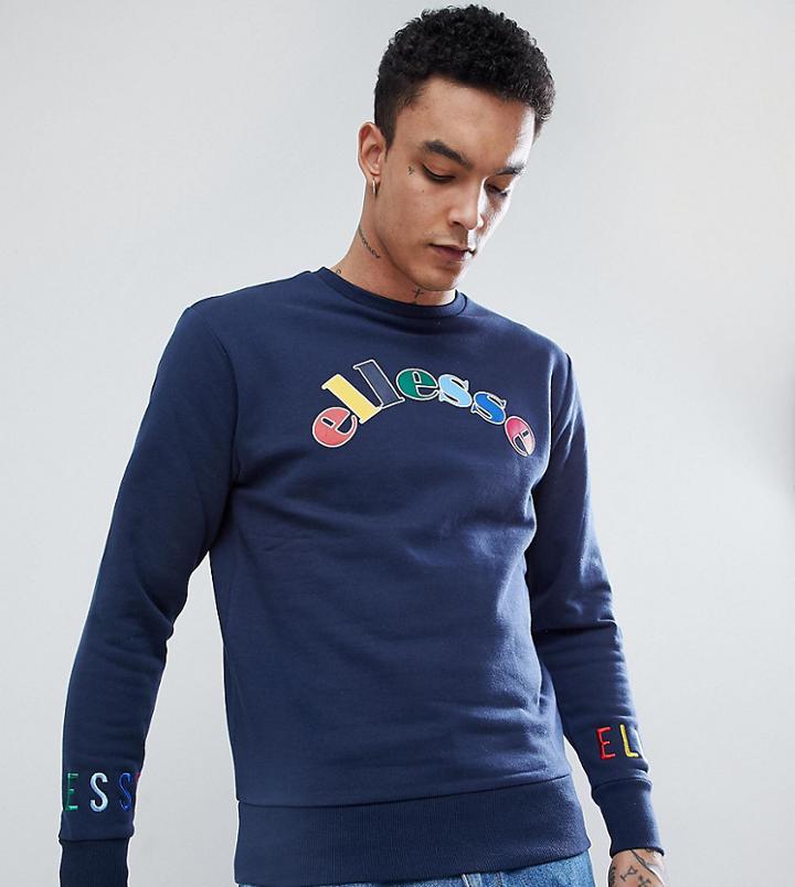 Ellesse Multi Color Logo Sweatshirt In Navy - Navy