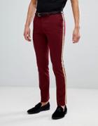 Noose & Monkey Super Skinny Pants With Stud Panel - Red