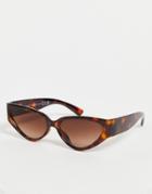Svnx Retro Chunky Cat Eye Sunglasses In Tort-brown