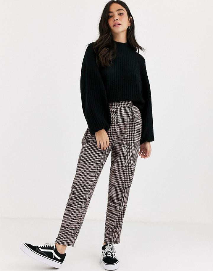 Asos Design Check Jacquard Peg Pants-multi