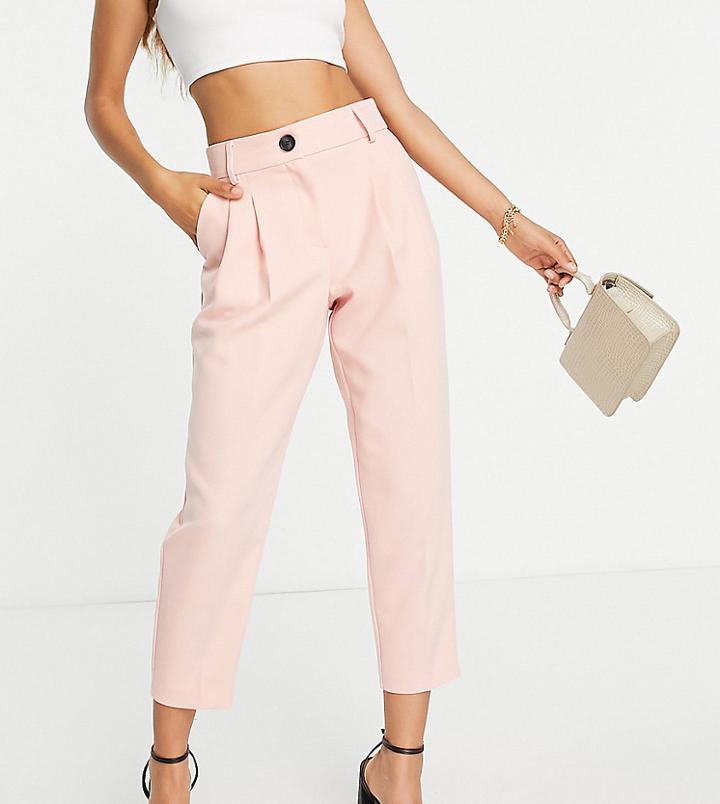 River Island Petite Tailored Pleated Peg Pants In Pink