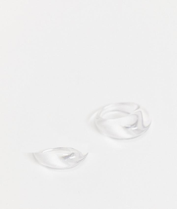 Asos Design Pack Of 2 Clear Domed Plastic Rings