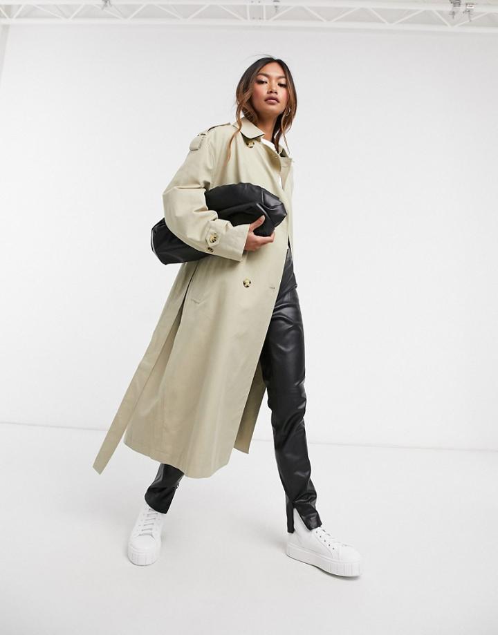 Mango Belted Trench Coat In Beige-brown
