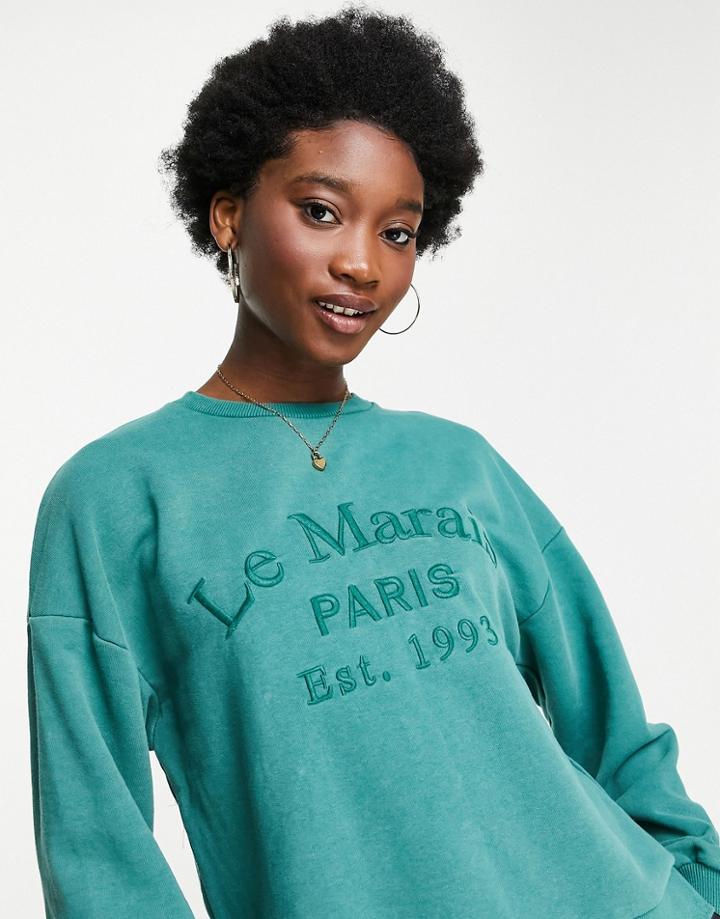 Stradivarius Le Marais Paris Sweat In Green