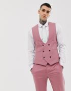 Twisted Tailor Super Skinny Suit Vest In Dusky Pink - Pink