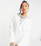 Urban Threads Petite Double Breasted Blazer In White