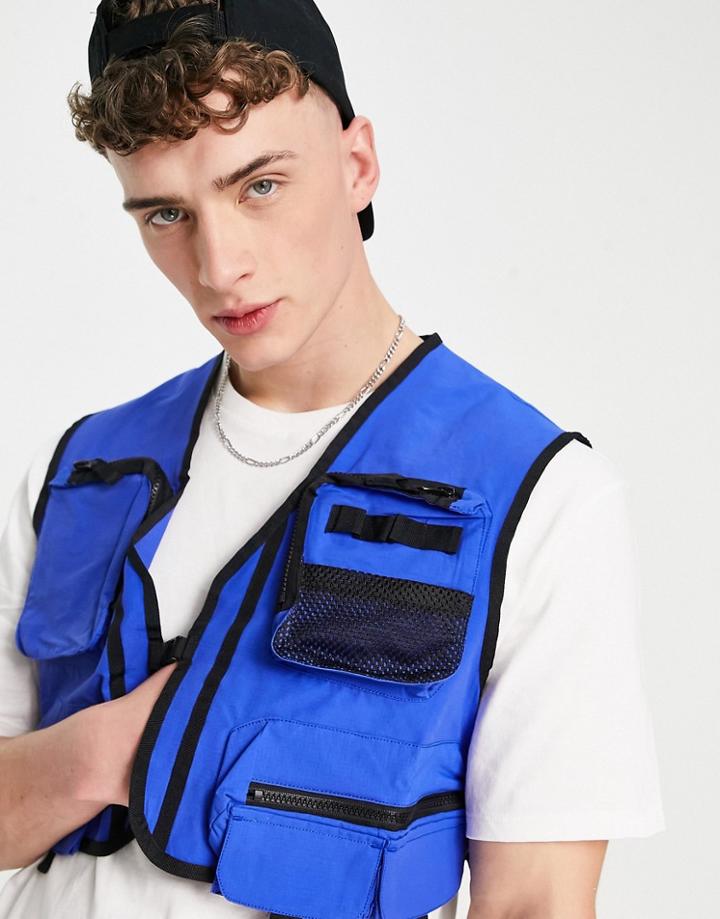 Asos Design Cropped Vest In Cobalt Blue - Part Of A Set-blues