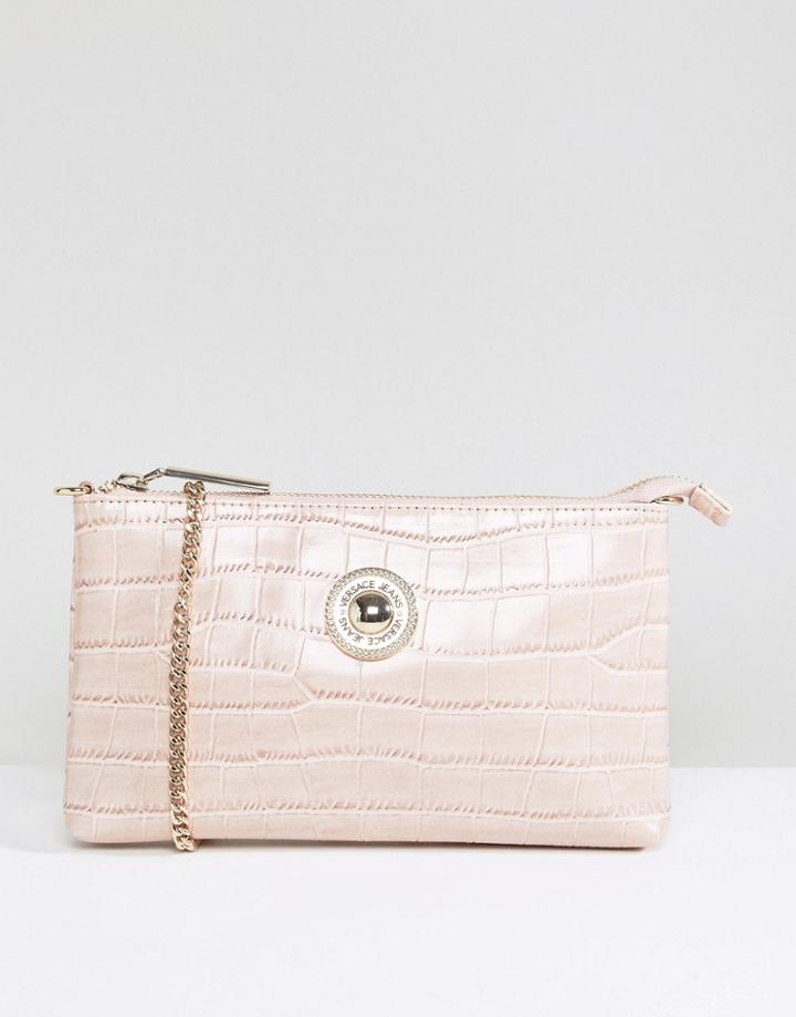 Versace Jeans Patent Croc Going Out Crossbody Bag - Cream