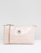 Versace Jeans Patent Croc Going Out Crossbody Bag - Cream