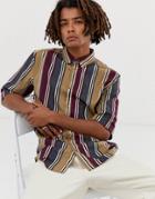 Brooklyn Supply Co Relaxed Fit Shirt With Vintage Stripe In Tan - Beige