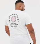 Asos Design Plus T-shirt With Back Rose And Text Print - White