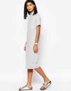 Asos Midi T-shirt Dress With High Neck - Gray