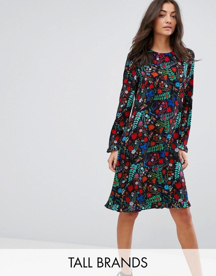 Y.a.s Tall Floral Printed Smock Dress - Multi