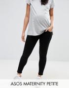 Asos Maternity Petite Ridley Skinny Jean In Clean Black With Over The Bump Waistband - Black