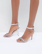 Head Over Heels By Dune Meeva Jewel Barely There Heeled Sandals - Silver