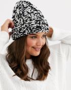 Asos Design Chunky Mix Knit Beanie In Black And White-multi