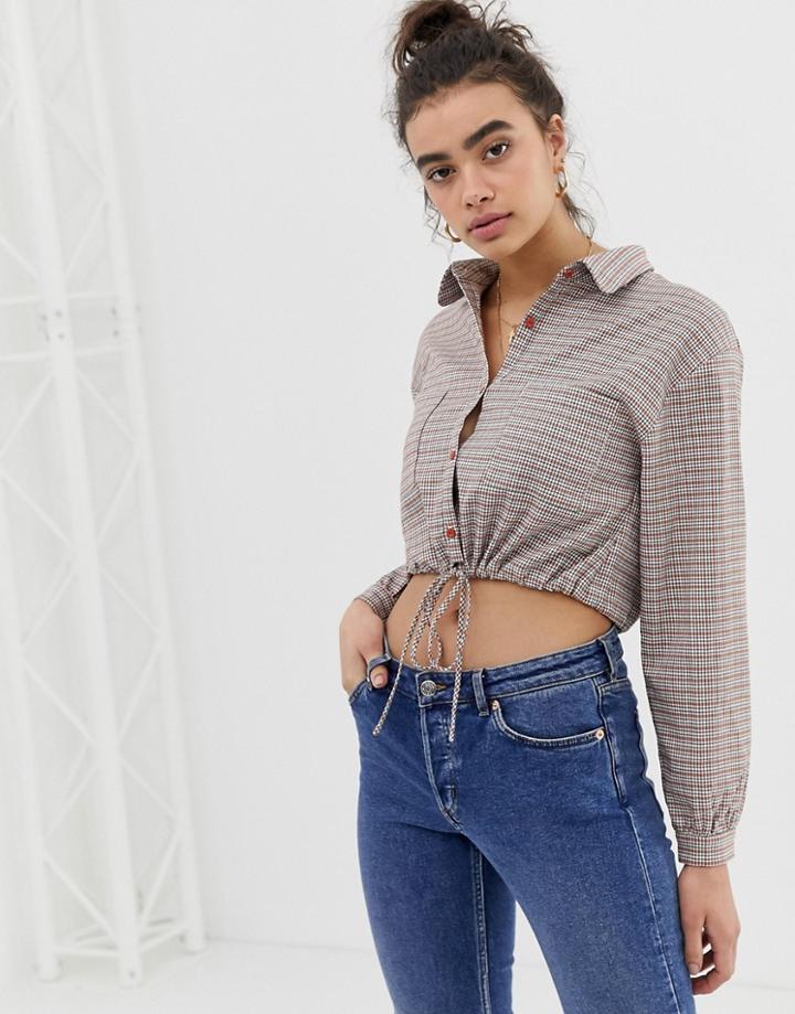 Emory Park Tie Front Blouse In Check
