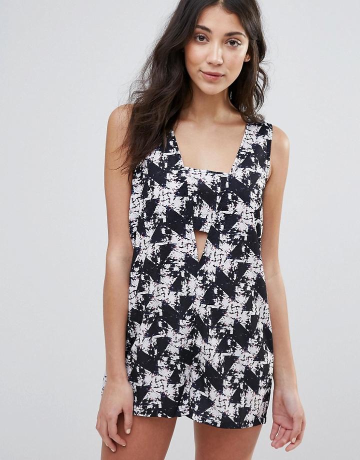 Neon Rose Printed Romper - Multi