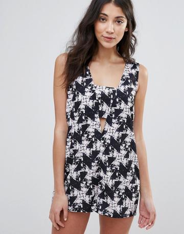 Neon Rose Printed Romper - Multi