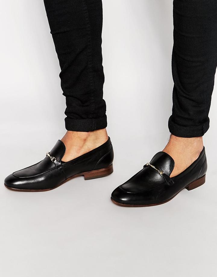 Hudson London Navarre Leather Loafers - Black