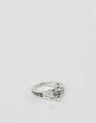 Rebel Heritage Fleur De Lys Ring In Mixed Metal - Silver