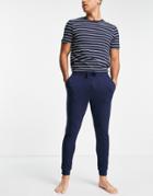 New Look Striped T-shirt And Sweatpants Lounge Set In Navy