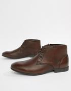 Asos Design Chukka Boots In Brown Leather - Brown