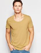 Weekday Daniel Scoop Neck T-shirt In Beige - Beige