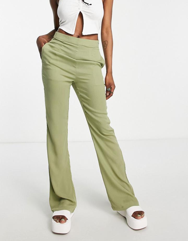 Heartbreak Crinkle Fit And Flare Pants In Sage Green - Part Of A Set