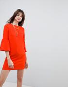 Cubic Diana Trumpet Sleeve Shift Dress - Red