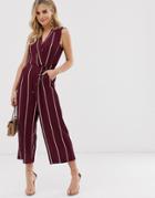 Ax Paris Stripe Culotte Jumpsuit - Purple