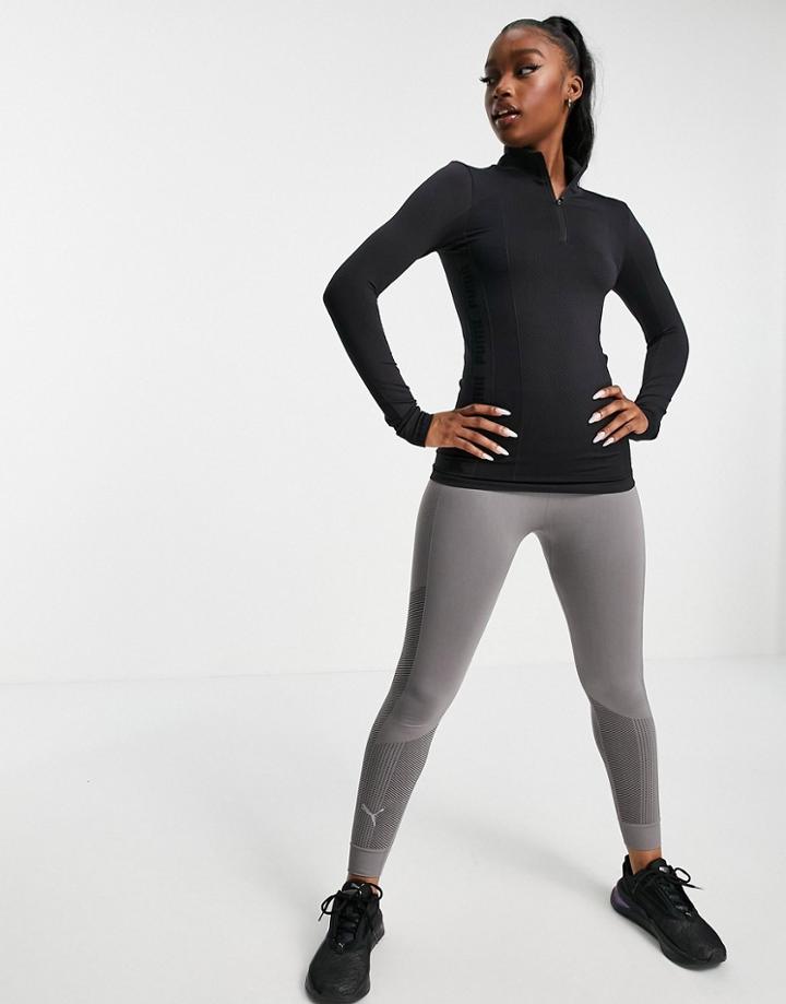 Puma Training Evoknit Seamless 1/4 Zip Top In Black
