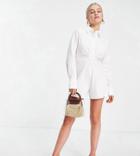 4th + Reckless Petite Tie Front Romper In White