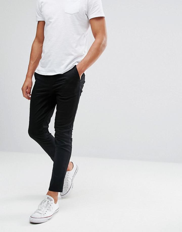 Asos Design Super Skinny Cropped Chinos In Black