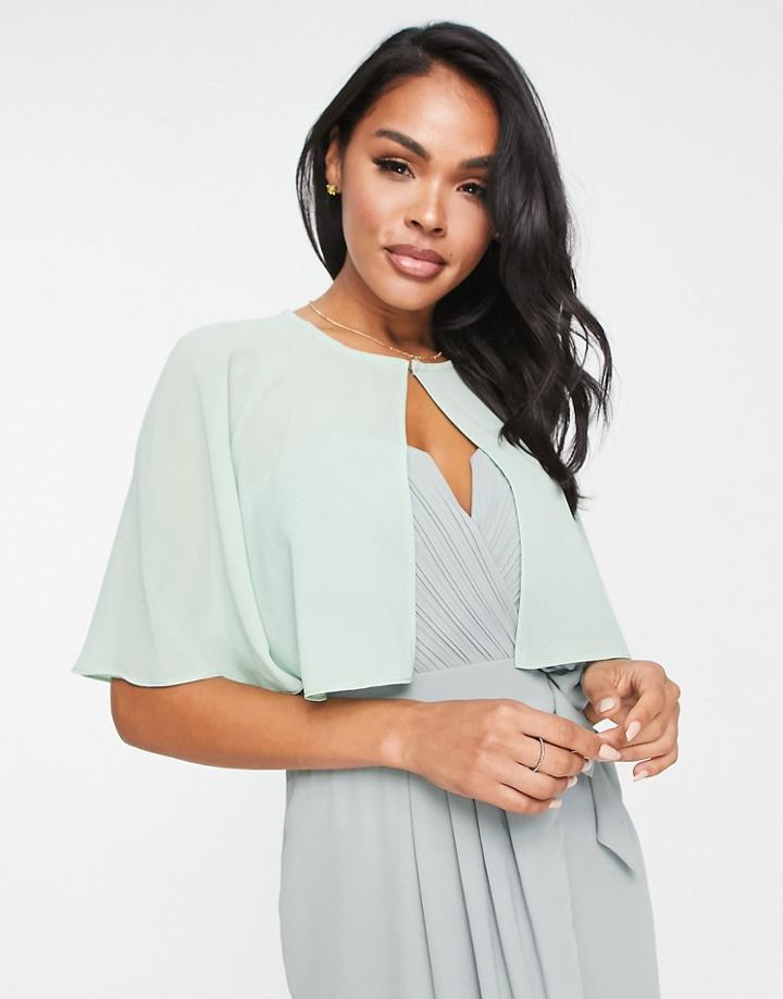 Tfnc Bridesmaids Chiffon Cape In Fresh Sage-green