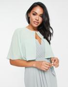 Tfnc Bridesmaids Chiffon Cape In Fresh Sage-green