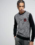 Love Moschino Leopard Print Sweater - Black