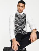 Twisted Tailor Form Skinny Shirt In White With Lace Panel